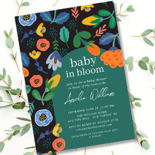 Colourful Floral Baby In Bloom Shower Invitation