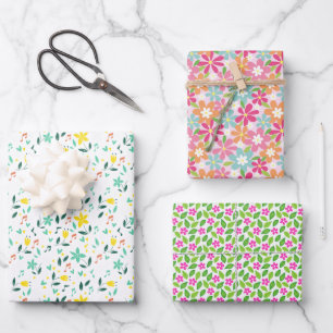 Colourful Floral Baby Shower Gender Neutral Wrapping Paper Sheet