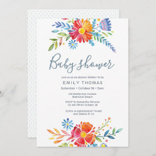 Colourful floral Baby Shower Invitation