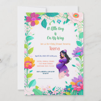 Colourful Floral Baby Shower Invitation