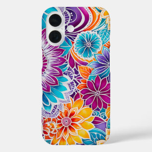 Colourful Floral Batik Art iPhone Case