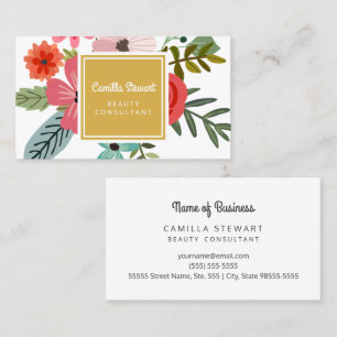 Colourful Floral Beauty Consultant Business Card