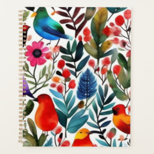 Colourful floral birds planner