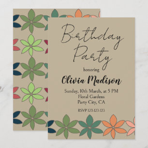 Colourful Floral Birthday Invitation
