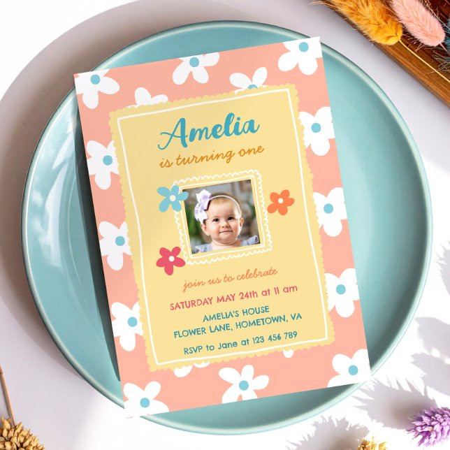 Colourful Floral Birthday Party Invitation (Creator Uploaded)