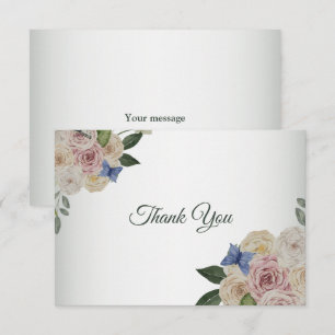 Colourful Floral Blue Butterfly Green Wedding Part Thank You Card