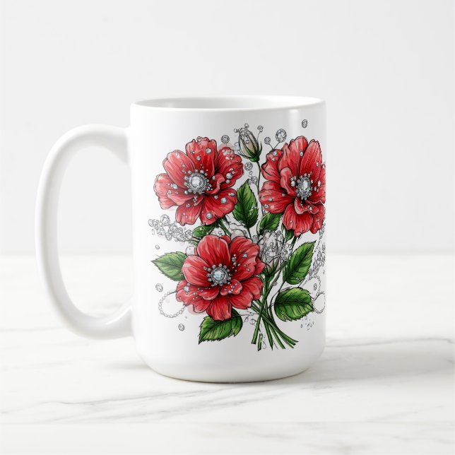 Colourful Floral Bouquet Coffee Mug (Left)
