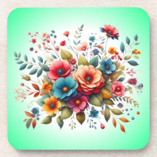 Colourful Floral Bouquet Design-58576 Coaster