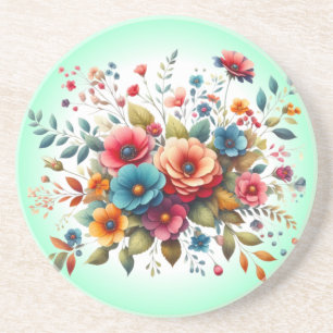 Colourful Floral Bouquet Design-58576 Coaster