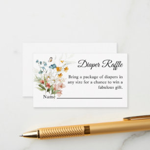 Colourful Floral Bouquet Diaper Raffle Baby Shower Enclosure Card