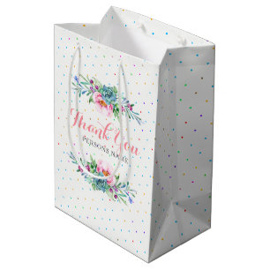 Colourful Floral Bouquet Frame Tank You Design Medium Gift Bag