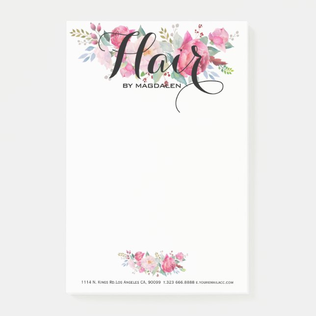 Colourful Floral Bouquet Hair Stylist Template Post-it Notes (Front)
