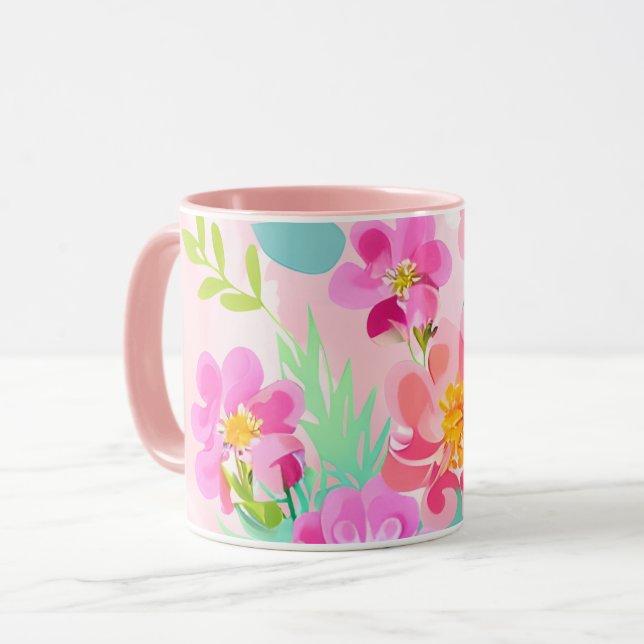 Colourful Floral Bouquet  Mug (Front Left)