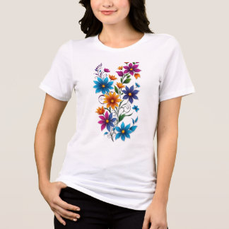 Colourful Floral Bouquet Sticker Graphic Tri-Blend Shirt