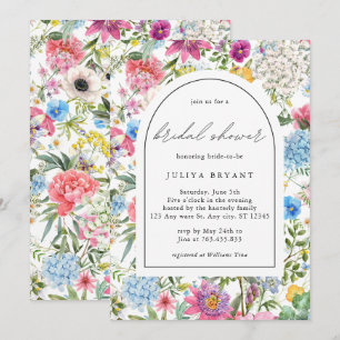 Colourful Floral Bridal Shower  Invitation