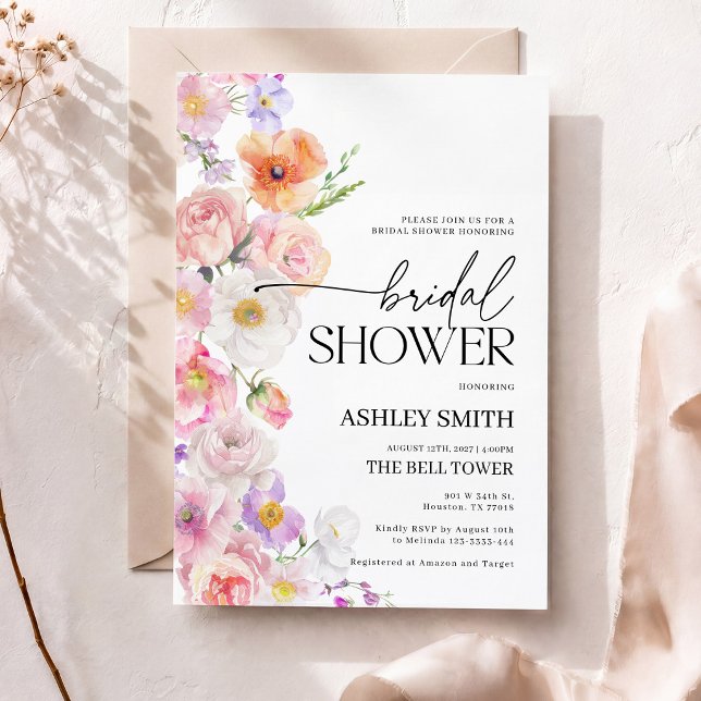 Colourful Floral Bridal Shower Invitation (Creator Uploaded)