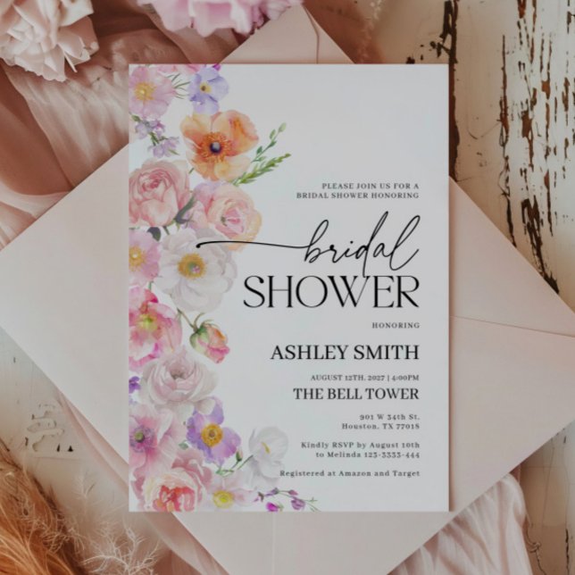 Colourful Floral Bridal Shower Invitation (floral bridal shower invitation flower fiesta)
