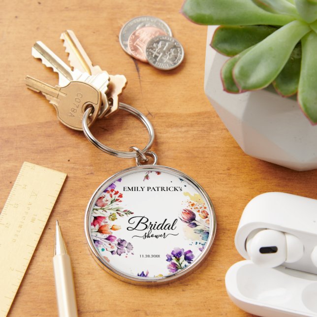Colourful Floral Bridal shower Key Ring (Desk)