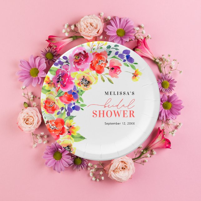 Colourful Floral Bridal Shower Paper Plates (Creator Uploaded)