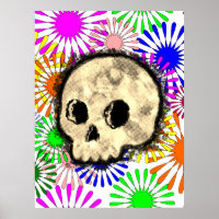 Colourful Floral Burst Skull Watercolor