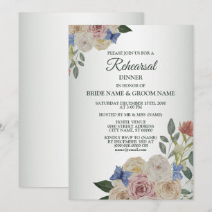 Colourful Floral Butterfly Wedding Rehearsal Dinne Invitation