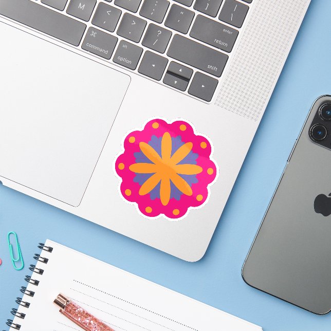 colourful floral circle shapes (Laptop w/ iPhone)