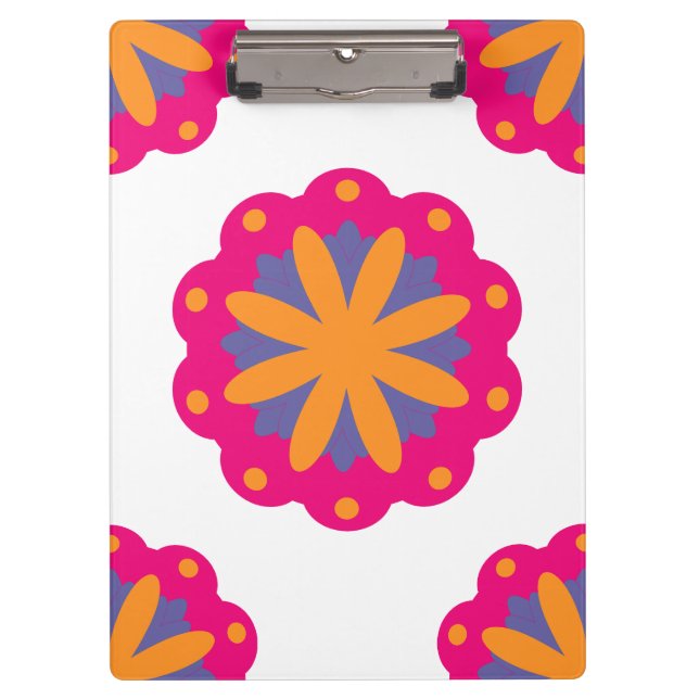 colourful floral circle shapes clipboard (Front)