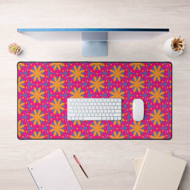 colourful floral circle shapes desk mat (Office 1)
