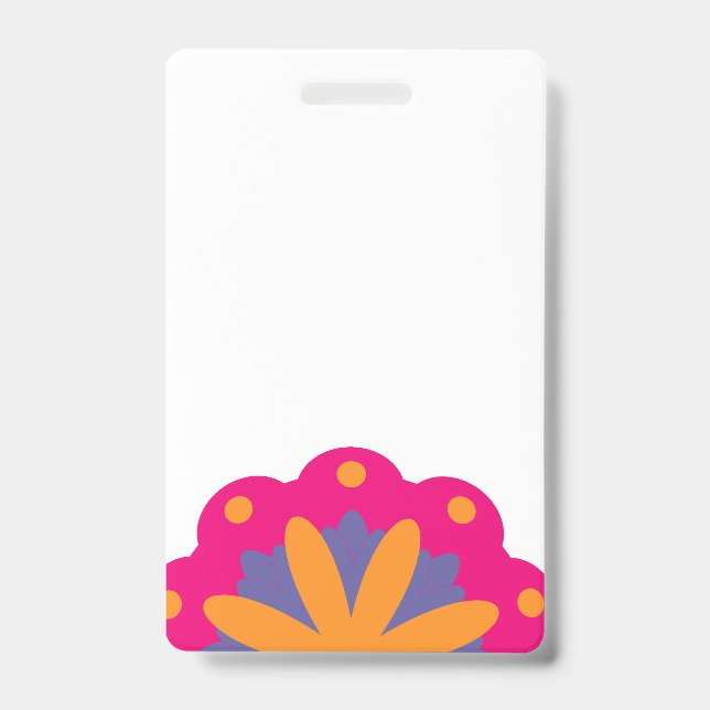 colourful floral circle shapes ID badge (Front)