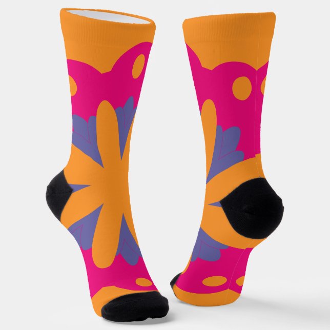 colourful floral circle shapes socks (Angled)