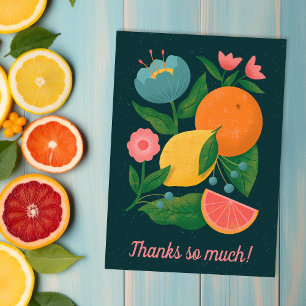 Colourful Floral Citrus Orange Lemon Grapefruit  Thank You Card