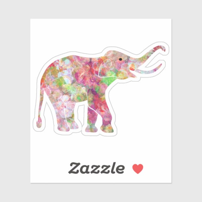 Colourful floral collage cCute elephant (Sheet)