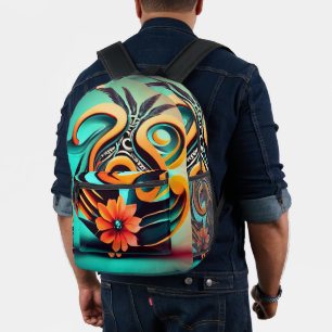 Colourful Floral Curvesions Fu: Nature Harmony Art Printed Backpack