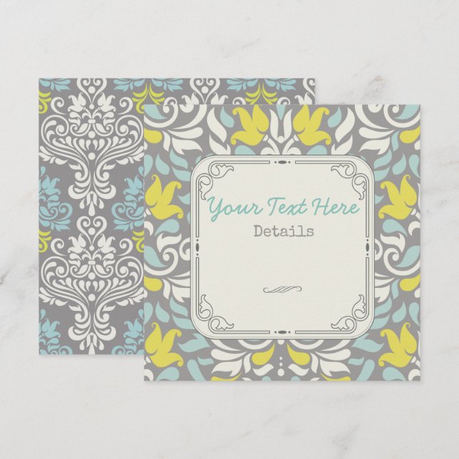 Colourful Floral Damask Save The Date (Front/Back)