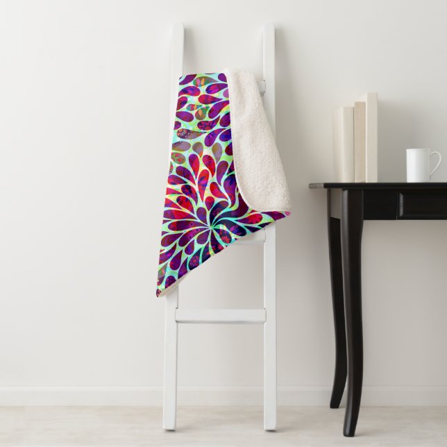 Colourful Floral Damask Seamless Pattern Sherpa Blanket (In Situ)