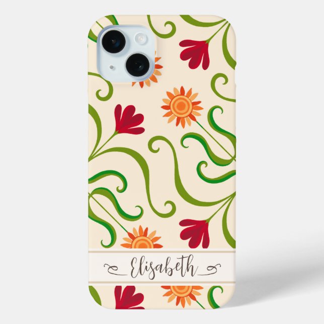 Colourful Floral Damask Sunflower Pattern Cute Fol Case-Mate iPhone Case (Back)