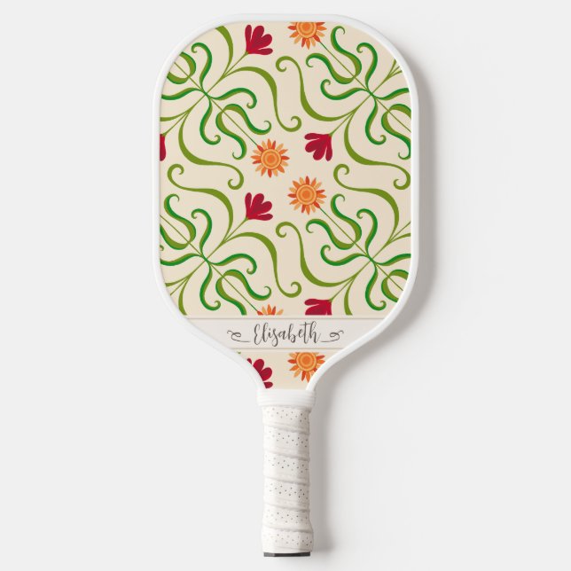 Colourful Floral Damask Sunflower Pattern Cute Fol Pickleball Paddle (Front)