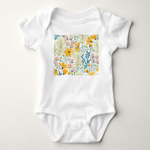 Colourful floral, decorative seamless decor baby bodysuit
