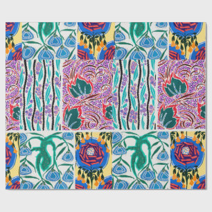 Colourful floral design art nouveau  wrapping pape paper