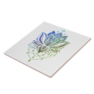 Colourful floral design ceramic tile