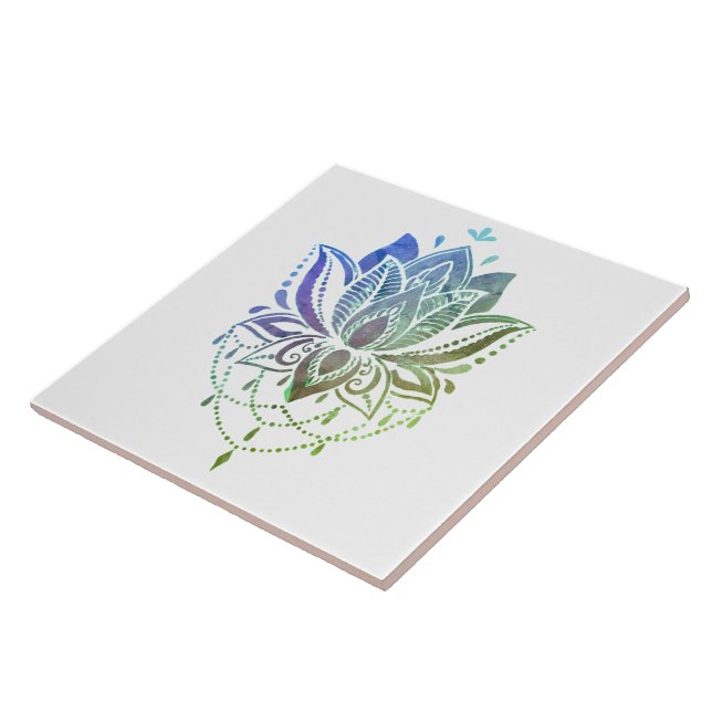 Colourful floral design ceramic tile (Side)
