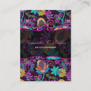 Colourful Floral Design Glass-Beads Look Business Card