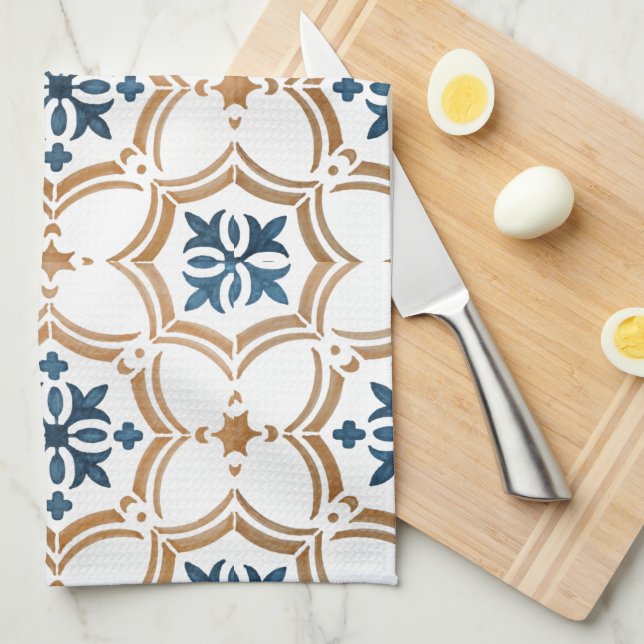 Colourful floral design tea towel (Quarter Fold)