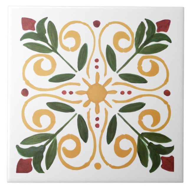 Colourful floral design tile (Front)