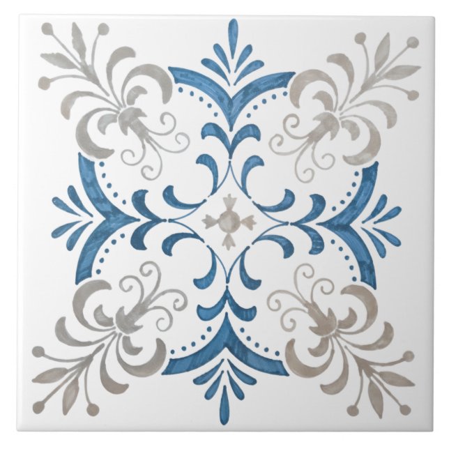 Colourful floral design tile (Front)