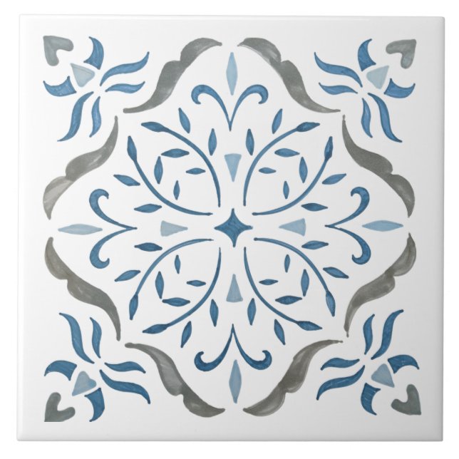 Colourful floral design tile (Front)