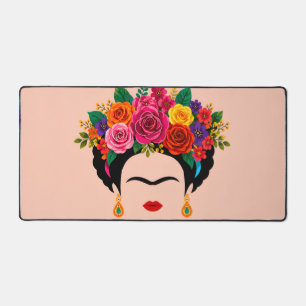 Colourful Floral Desk Mat Frida Inspired 