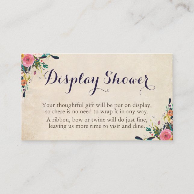Colourful Floral Display Shower Insert Cards (Front)