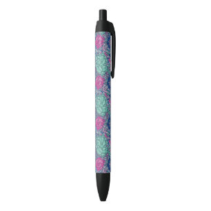 Colourful Floral Doodle Pattern Black Ink Pen