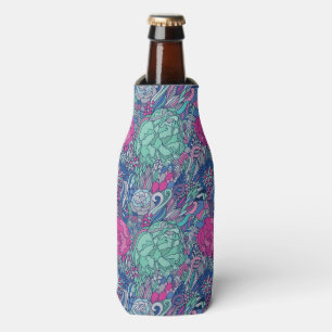 Colourful Floral Doodle Pattern Bottle Cooler